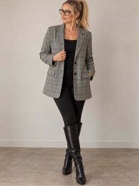 BB Dakota by Steve Madden Gray Glen Plaid Blazer